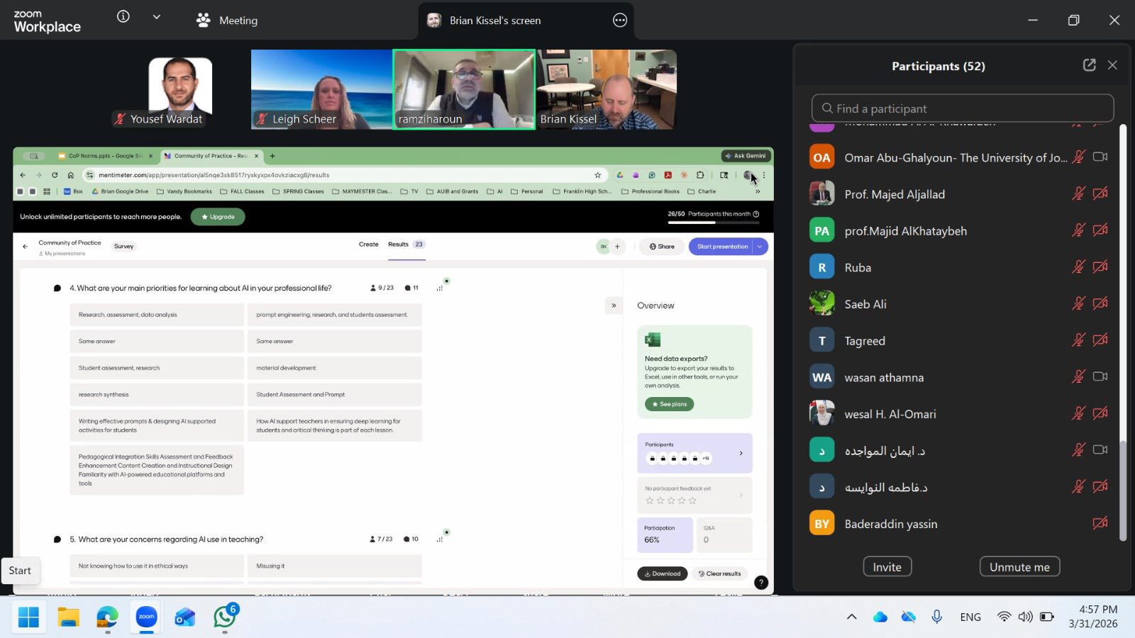كلية العلوم التربوية في جامعة اليرموك تشارك في جلسات مجتمعات التعلّم ضمن مشروع 